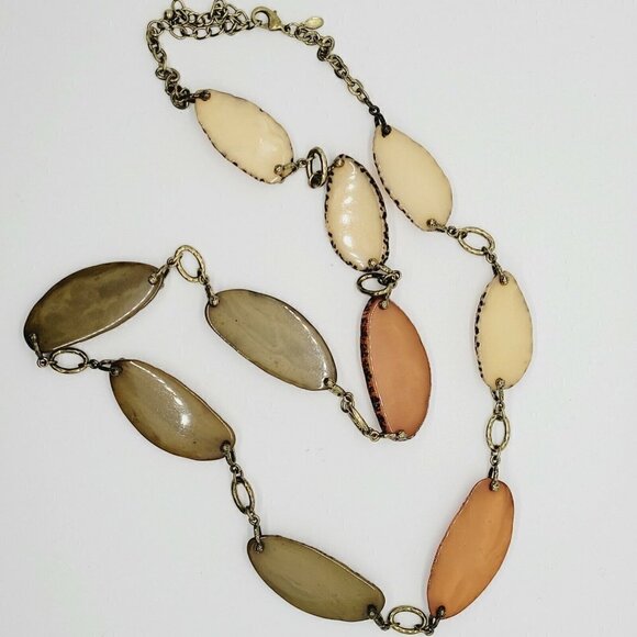 Premier Designs Slice of Life Necklace Retired 2014 Wood Look Resin Slices 36" - Picture 3 of 8